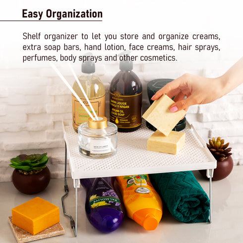 EDNA HOME Cabinet Shelf Organizer, Stacking Cabinet Rack